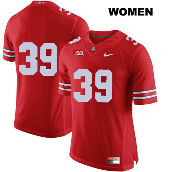 Ohio State Buckeyes Women's Malik Harrison #39 Red Authentic Nike No Name College NCAA Stitched Football Jersey VI19Y33LE